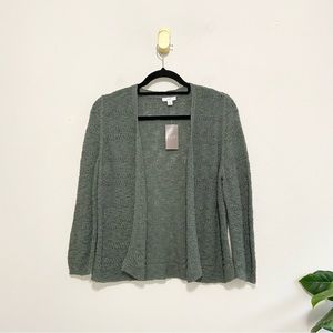 J. Jill Ivy Green Openwork Knit Long Sleeve Open Front Cardigan NWT